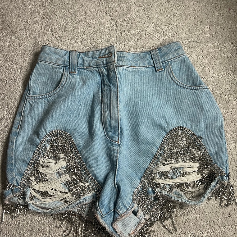 ASOS Denim Shorts with Silver Accents